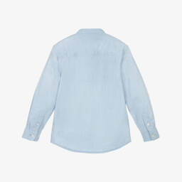 Tommy Hilfiger-Boys Sky Blue Mandarin Collar Shirt | Childrensalon Outlet