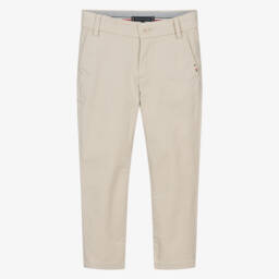 Tommy Hilfiger-Мягкие бежевые брюки из твила для мальчиков | Childrensalon Outlet