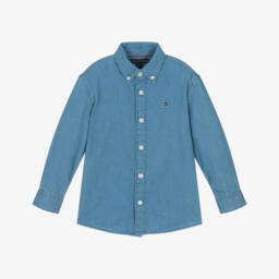 Tommy Hilfiger-Мягкая голубая хлопковая рубашка для мальчиков | Childrensalon Outlet