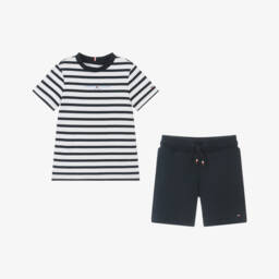Tommy Hilfiger-Boys Striped Navy Cotton Ensemble | Childrensalon Outlet