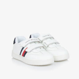Tommy Hilfiger-Boys White Faux Leather Sneakers | Childrensalon Outlet