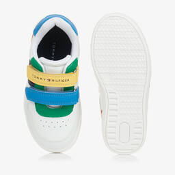 Tommy Hilfiger-Boys White Faux Leather Trainers | Childrensalon Outlet