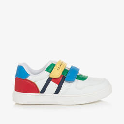 Tommy Hilfiger-Boys White Faux Leather Trainers | Childrensalon Outlet