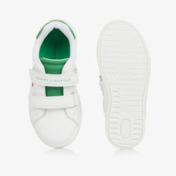 Tommy Hilfiger-Boys White & Green Easy-Fit Sneakers | Childrensalon Outlet