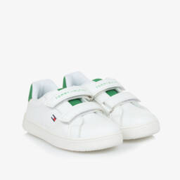 Tommy Hilfiger-Boys White & Green Easy-Fit Sneakers | Childrensalon Outlet