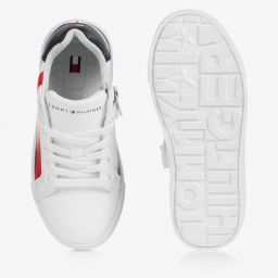 Tommy Hilfiger-Boys White Lace-Up Trainers | Childrensalon Outlet