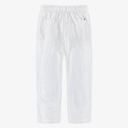 Tommy Hilfiger-Boys White Linen Blend Trousers | Childrensalon Outlet