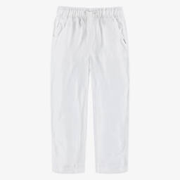 Tommy Hilfiger-Boys White Linen Blend Trousers | Childrensalon Outlet