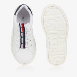 Tommy Hilfiger-Boys White Logo Tape Trainers | Childrensalon Outlet