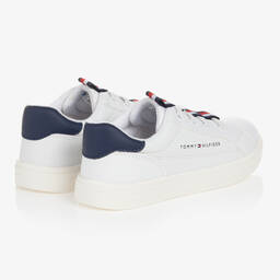 Tommy Hilfiger-Boys White Logo Tape Trainers | Childrensalon Outlet