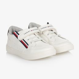 Tommy Hilfiger-Boys White Logo Trainers | Childrensalon Outlet