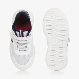 Tommy Hilfiger-ترينرز بشريط لاصق جلد صناعي لون أبيض للأولاد | Childrensalon Outlet