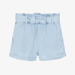 Tommy Hilfiger-Girls Azure Linen Blend Belted Shorts | Childrensalon Outlet