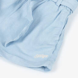 Tommy Hilfiger-Girls Azure Linen Blend Belted Shorts | Childrensalon Outlet