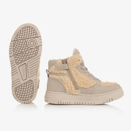 Tommy Hilfiger-Girls Beige Sherpa Monogram Trainers | Childrensalon Outlet