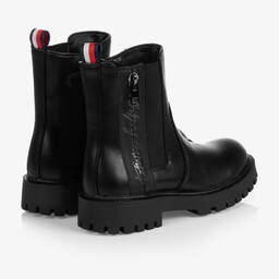 Tommy Hilfiger-Girls Black Faux Leather Boots | Childrensalon Outlet