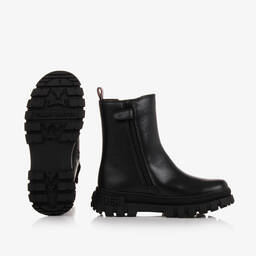 Tommy Hilfiger-Girls Black Faux Leather Chelsea Boots  | Childrensalon Outlet