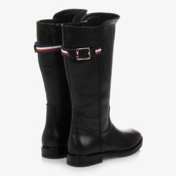 Tommy Hilfiger-Черные кожаные сапоги для девочек | Childrensalon Outlet