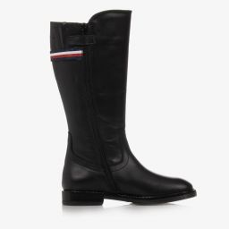 Tommy Hilfiger-Черные кожаные сапоги для девочек | Childrensalon Outlet