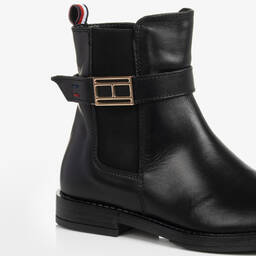 Tommy Hilfiger-بوت جلد لون أسود للبنات | Childrensalon Outlet
