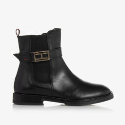 Tommy Hilfiger-بوت جلد لون أسود للبنات | Childrensalon Outlet