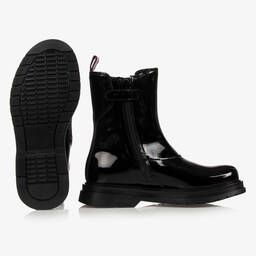 Tommy Hilfiger-Girls Black Patent Boots | Childrensalon Outlet