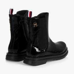 Tommy Hilfiger-Girls Black Patent Boots | Childrensalon Outlet