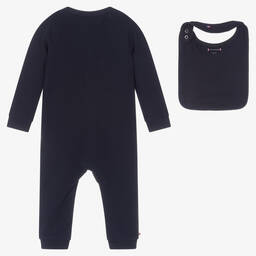 Tommy Hilfiger-Girls Blue Cotton Babysuit & Bib Set | Childrensalon Outlet