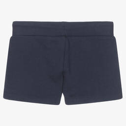 Tommy Hilfiger-Girls Blue Cotton Logo Shorts | Childrensalon Outlet