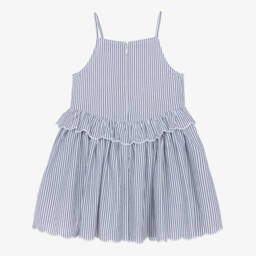 Tommy Hilfiger-Girls Blue Cotton Ruffle Dress | Childrensalon Outlet