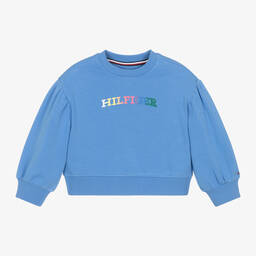 Tommy Hilfiger-Girls Blue Cotton Sweatshirt | Childrensalon Outlet