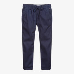 Tommy Hilfiger-Girls Blue Cotton Trousers | Childrensalon Outlet