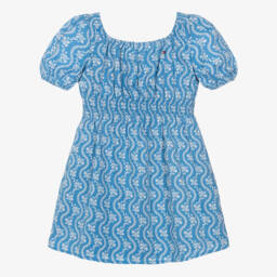 Tommy Hilfiger-Платье из хлопка с цветочным узором синее для девочек | Childrensalon Outlet