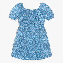 Tommy Hilfiger-Платье из хлопка с цветочным узором синее для девочек | Childrensalon Outlet