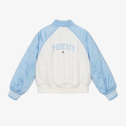 Tommy Hilfiger-جاكيت بومبر فارسيتي لون أزرق وعاجي للبنات | Childrensalon Outlet