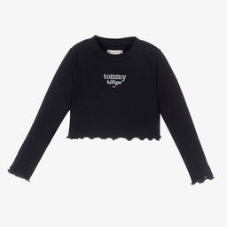 Tommy Hilfiger-Girls Blue Logo Cropped Top | Childrensalon Outlet