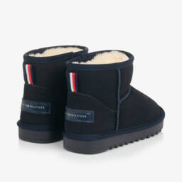 Tommy Hilfiger-Girls Blue Suede Cozy Ankle Boots | Childrensalon Outlet