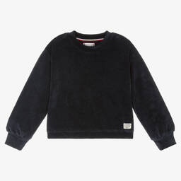 Tommy Hilfiger-Girls Blue Velour Sweatshirt | Childrensalon Outlet