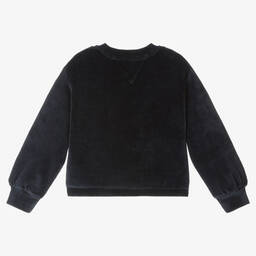 Tommy Hilfiger-Girls Blue Velour Sweatshirt | Childrensalon Outlet