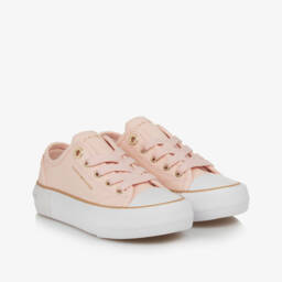 Tommy Hilfiger-Girls Blush Canvas Sneakers | Childrensalon Outlet
