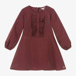 Tommy Hilfiger-Girls Burgundy Red Satin Ruffle Dress | Childrensalon Outlet