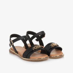 Tommy Hilfiger-صنادل أنيقة سوداء بشعار للبنات | Childrensalon Outlet