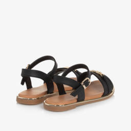 Tommy Hilfiger-صنادل أنيقة سوداء بشعار للبنات | Childrensalon Outlet