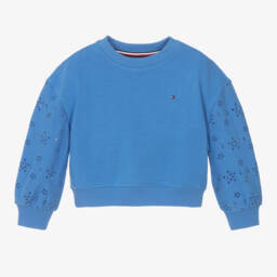 Tommy Hilfiger-Свитшот с цветочным узором василькового цвета для девочек | Childrensalon Outlet