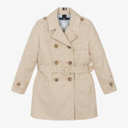 Tommy Hilfiger-Girls Elegant Beige Cotton Overcoat | Childrensalon Outlet