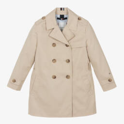 Tommy Hilfiger-Girls Elegant Beige Cotton Overcoat | Childrensalon Outlet
