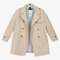 Tommy Hilfiger-Girls Elegant Beige Cotton Overcoat | Childrensalon Outlet