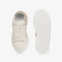 Tommy Hilfiger-Girls Elegant Ivory & Gold Sneakers | Childrensalon Outlet