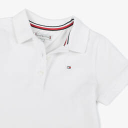 Tommy Hilfiger-Girls Elegant White Scalloped Polo Top | Childrensalon Outlet