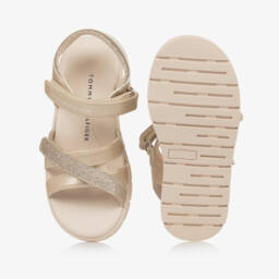 Tommy Hilfiger-Girls Glittery Gold Strap Sandals | Childrensalon Outlet